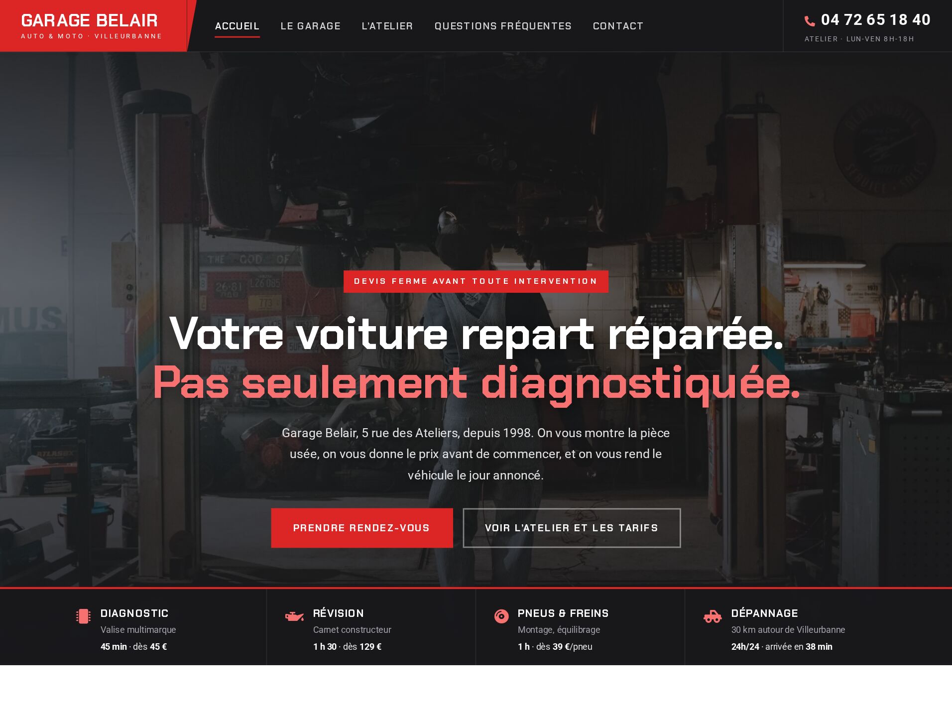 Site du garage auto et moto Garage Belair, réalisé par maWebFactory